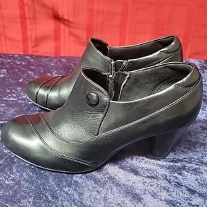 Clark’s Bendables 83050 Black Lea Absess Angel Women’s Heeled Shoes Size 7.5 Zip
